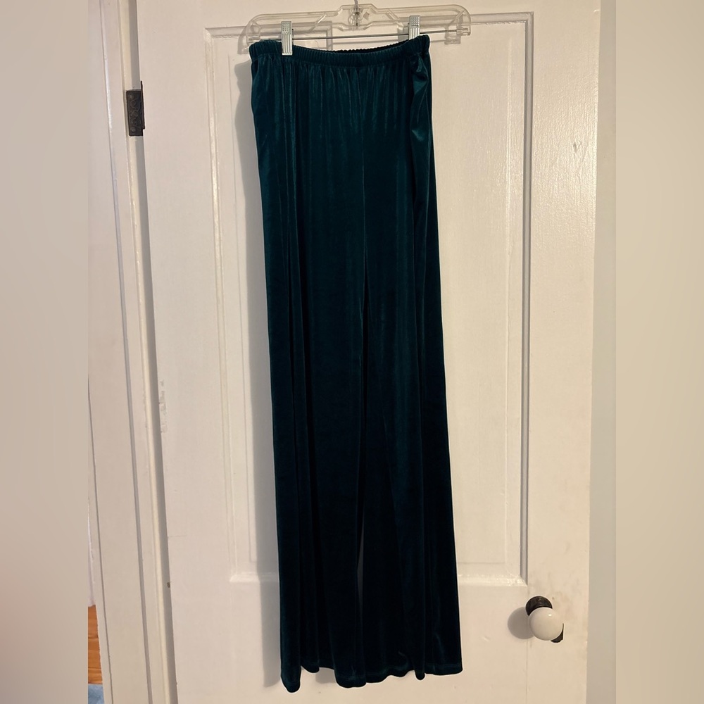 Elegant Dark Green Velvet Pants